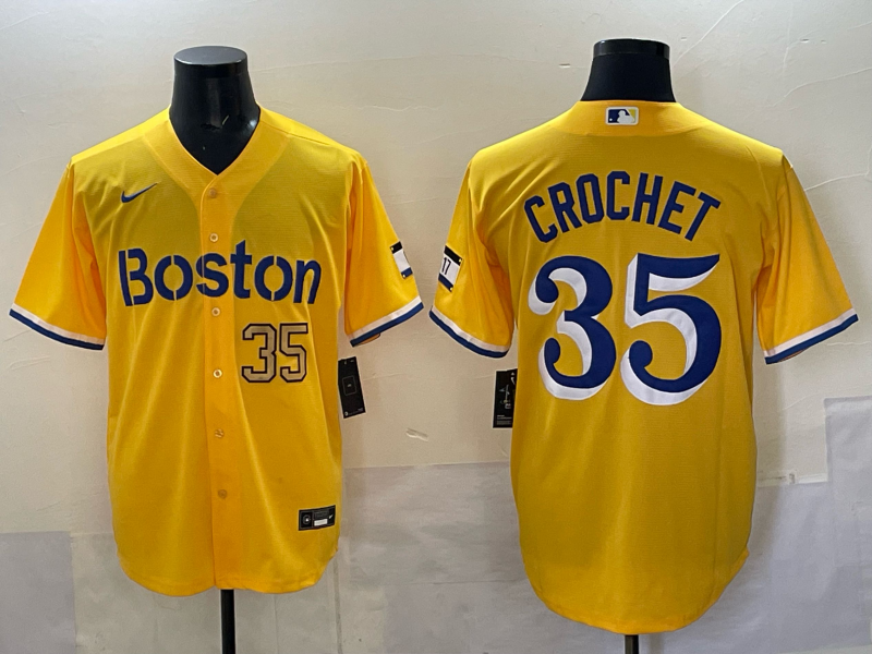 Men 2025 Boston Red Sox #35 Crochet yellow Nike MLB Jersey style 006->boston red sox->MLB Jersey